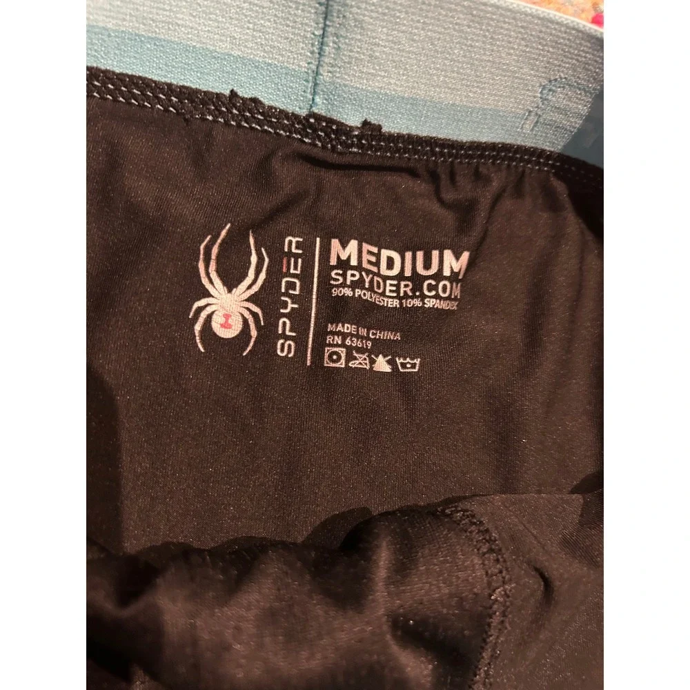 Spyder‎ Mens Performance Boxer Briefs Black Teal Logo Waistband Medium 1-Pack